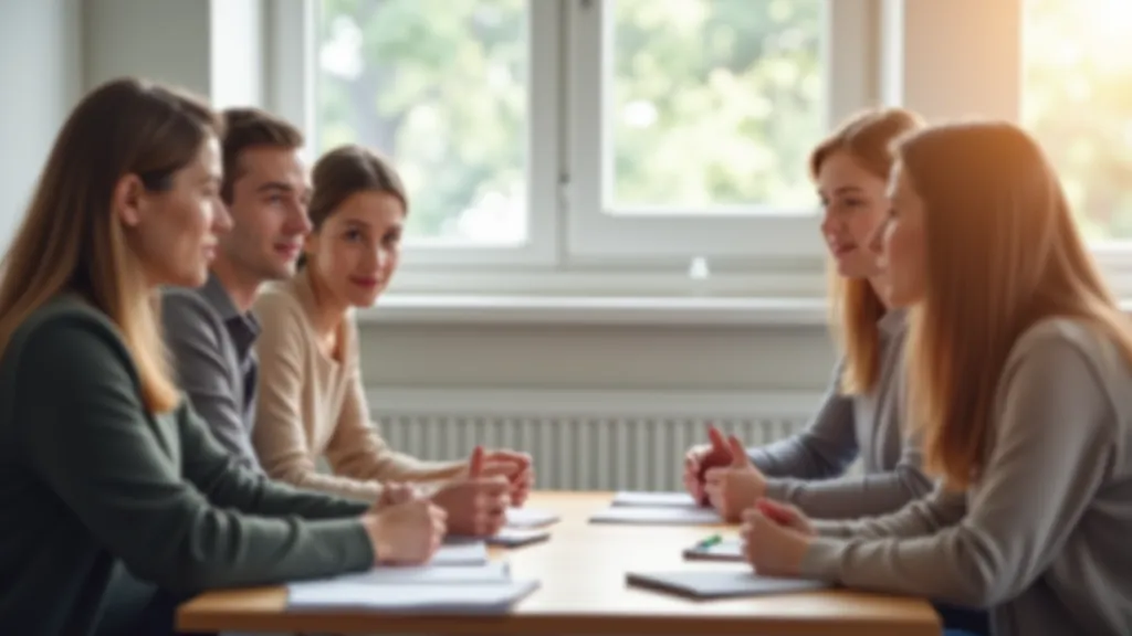 Mācību klase ar studentiem, kuri pieņem aktīvu dalību diskusijā un darbos
